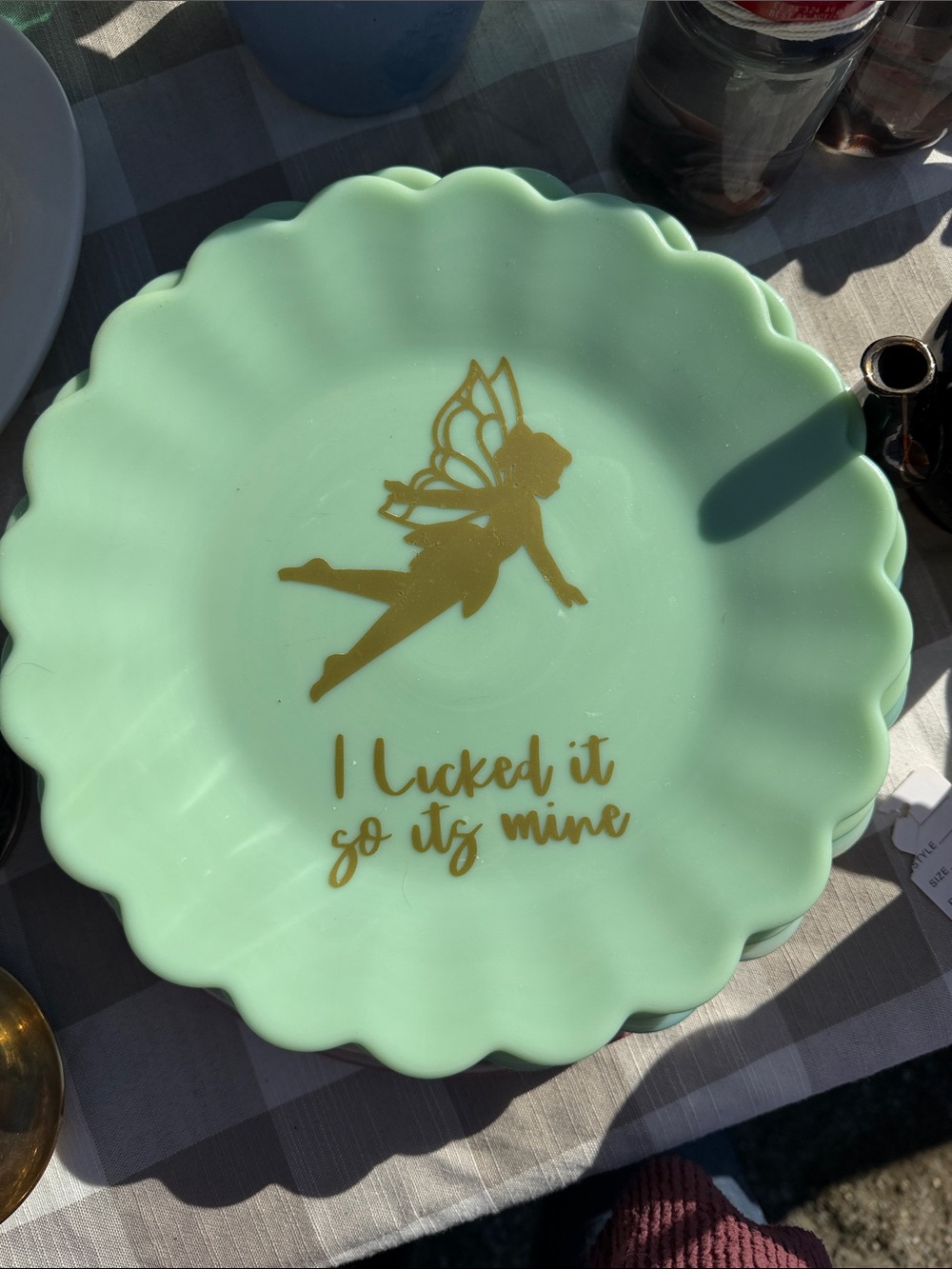 Mint Green Decorative Fairy Plate with Gold Accent
